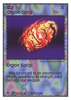 Need: 0    Want: 4    Have: 5    Will Trade: 0    In Storage: 0              D2 ‑ Orgon Sprig  Set: GI  Rarity: U1    Artist: Elvis McMaad    