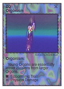Need: 0    Want: 1    Have: 8    Will Trade: 0    In Storage: 0              D2 ‑ Orgonism  Set: GI  Rarity: R2    Artist: Elvis McMaad    