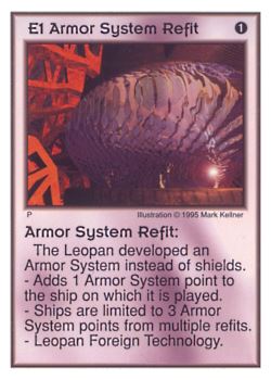 Need: 0 Want: 0 Have: 18 Will Trade: 10 In Storage: 9 E1 ‑ Armor System Refit Set: AT Rarity: U1 Artist: Michael Kelner* Need: 0 Want: 0 Have: 18 Will Trade: 10 In Storage: 9 E1 ‑ Armor System Refit Set: AT Rarity: U1 Artist: Michael Kelner*