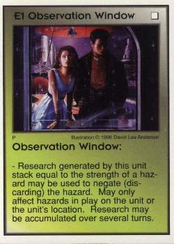 Need: 1    Want: 10    Have: 2    Will Trade: 0    In Storage: 0              E1 ‑ Observation Window  Set: GI  Rarity: U1    Artist: David Lee Anderson    