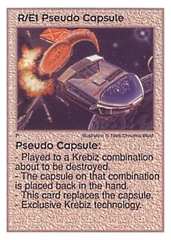 Need: 0    Want: 5    Have: 8    Will Trade: 0    In Storage: 2              R/E1 ‑ Pseudo Capsule  Set: AT  Rarity: U1    Artist: Christina Wald    