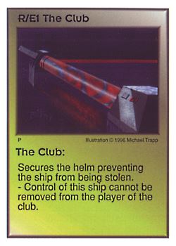Need: 0    Want: 0    Have: 12    Will Trade: 4    In Storage: 0              R/E1 ‑ The Club  Set: CC  Rarity: U    Artist: Michael Trapp    