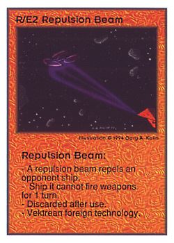 Need: 0 Want: 0 Have: 32 (+4) Will Trade: 28 In Storage: 0 R/E2 ‑ Repulsion Beam Set: UE Rarity: V3 Artist: Gary A. Kalin Need: 0 Want: 0 Have: 32 (+4) Will Trade: 28 In Storage: 0 R/E2 ‑ Repulsion Beam Set: UE Rarity: V3 Artist: Gary A. Kalin