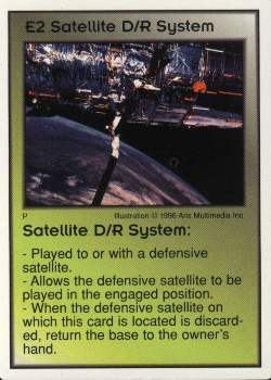 Need: 3    Want: 10    Have: 0    Will Trade: 0    In Storage: 0              E2 ‑ Satellite D/R System  Set: GI  Rarity: U1    Artist: Aris Multimedia Inc.    