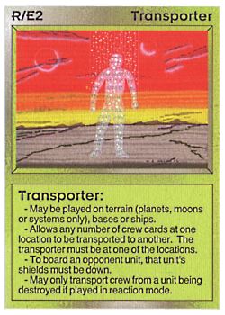 Need: 0    Want: 0    Have: 78 (+6)    Will Trade: 74    In Storage: 71              R/E2 ‑ Transporter  Set: BE  Rarity: VC1    Artist: Gary A. Kalin    