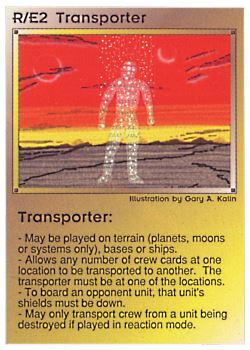 Need: 0    Want: 0    Have: 55 (+286)    Will Trade: 51    In Storage: 44              R/E2 ‑ Transporter  Set: PE  Rarity: VC1/2    Artist: Gary A. Kalin    