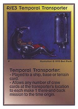 Need: 0    Want: 0    Have: 110 (+221)    Will Trade: 106    In Storage: 50              R/E3 ‑ Temporal Transporter  Set: TG  Rarity: U1    Artist: Ben Peck    
