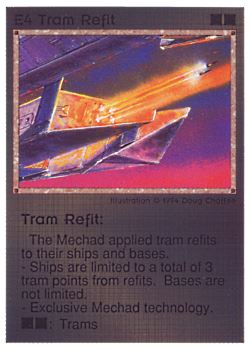 Need: 0    Want: 0    Have: 28 (+196)    Will Trade: 24    In Storage: 23              E4 ‑ Tram Refit  Set: PE  Rarity: U1    Artist: Douglas Chaffee    