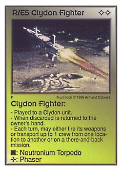Need: 0    Want: 1    Have: 12    Will Trade: 0    In Storage: 1              R/E5 ‑ Clydon Fighter  Set: Per  Rarity: U1    Artist: Armand Cabrera    