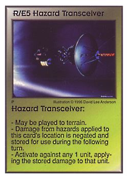 Need: 0    Want: 10    Have: 3    Will Trade: 0    In Storage: 0              R/E5 ‑ Hazard Transceiver  Set: GI  Rarity: U1    Artist: David Lee Anderson    