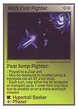 Need: 0    Want: 0    Have: 16    Will Trade: 8    In Storage: 2              R/E5 ‑ J'xar Fighter ‑ J'xar Jump Fighter  Set: Per  Rarity: U1    Artist: Armand Cabrera    