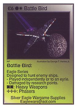 Need: 0    Want: 12    Have: 1    Will Trade: 0    In Storage: 1              E6 ‑ Battle Bird (Eagle Series)  Set: Pro5  Rarity: Pro5    Artist: George T. Henne Jr.    