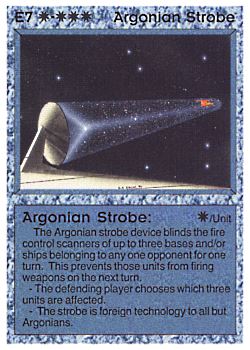 Need: 0 Want: 0 Have: 1 (+27) Will Trade: 0 In Storage: 0 E7 ‑ Argonian Strobe Set: AL Rarity: U1 Artist: Gary A. Kalin Need: 0 Want: 0 Have: 1 (+27) Will Trade: 0 In Storage: 0 E7 ‑ Argonian Strobe Set: AL Rarity: U1 Artist: Gary A. Kalin