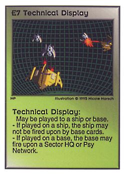 Need: 0    Want: 0    Have: 43    Will Trade: 37    In Storage: 29              E7 ‑ Technical Display  Set: PoM  Rarity: V1    Artist: Nicole Harsch    