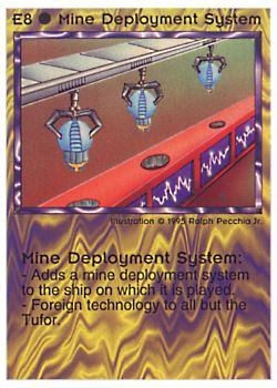 Need: 1 Want: 0 Have: 6 Will Trade: 0 In Storage: 0 E8 ‑ Mine Deployment System Set: NE Rarity: V1 Artist: Ralph Pecchia Jr. Need: 1 Want: 0 Have: 6 Will Trade: 0 In Storage: 0 E8 ‑ Mine Deployment System Set: NE Rarity: V1 Artist: Ralph Pecchia Jr.
