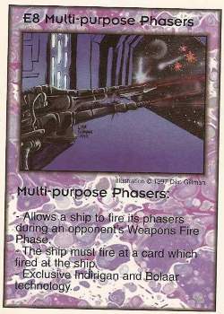 Need: 3 Want: 9 Have: 0 Will Trade: 0 In Storage: 0 E8 ‑ Multi‑purpose Phasers Set: Pro7 Rarity: Pro7 Artist: Dan Gillman Need: 3 Want: 9 Have: 0 Will Trade: 0 In Storage: 0 E8 ‑ Multi‑purpose Phasers Set: Pro7 Rarity: Pro7 Artist: Dan Gillman