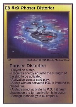 Need: 0    Want: 0    Have: 46    Will Trade: 42    In Storage: 32              E8 ‑ Phaser Distorter  Set: TG  Rarity: V1    Artist: Randy 'Tarkas' Hoar    