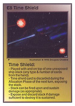 Need: 0    Want: 0    Have: 41    Will Trade: 37    In Storage: 27              E8 ‑ Time Shield  Set: TG  Rarity: V1    Artist: Douglas Chaffee    