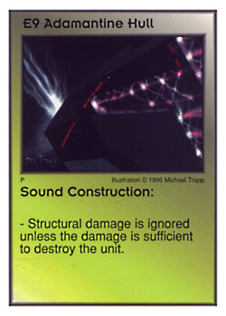 Need: 0    Want: 10    Have: 3    Will Trade: 0    In Storage: 0              E9 ‑ Adamantine Hull ‑ Sound Construction  Set: Per  Rarity: V1    Artist: Michael Trapp    