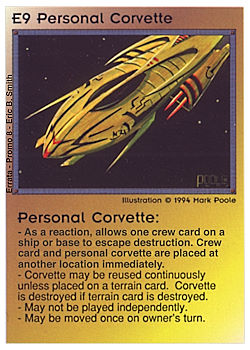 Need: 0    Want: 0    Have: -1    Will Trade: 0    In Storage: 0              E9 ‑ Personal Corvette  Set: Pro8  Rarity: Pro8    Artist: Mark Poole    