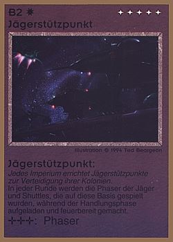 Need: 0    Want: 0    Have: 40 (+218)    Will Trade: 36    In Storage: 25              B2 ‑ Fighter Garrison (Jägerstützpunkt)  Set: GGB  Rarity: C2    Artist: Ted Beargeon    