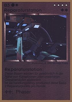 Need: 0    Want: 0    Have: 44 (+3)    Will Trade: 39    In Storage: 25              B3 ‑ Repair Station (Reparaturstation)  Set: GGB  Rarity: C1    Artist: Michael Trapp    