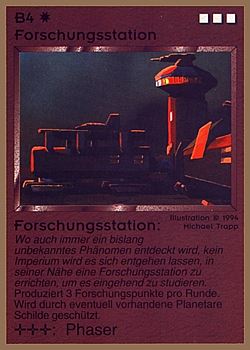 Need: 0    Want: 0    Have: 66 (+149)    Will Trade: 62    In Storage: 25              B4 ‑ Research Base (Forschungsstation)  Set: GGB  Rarity: U1    Artist: Michael Trapp    