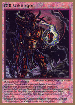 Need: 0    Want: 0    Have: 10 (+8)    Will Trade: 9    In Storage: 7              C10 ‑ Primordial Warrior (Urkrieger)  Set: GGB  Rarity: E1    Artist: Robert A. Kraus    