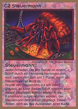 Need: 0    Want: 0    Have: 43 (+451)    Will Trade: 39    In Storage: 25              C2 ‑ Helmsman (Steuermann)  Set: GGB  Rarity: C1    Artist: Melissa A. Benson    