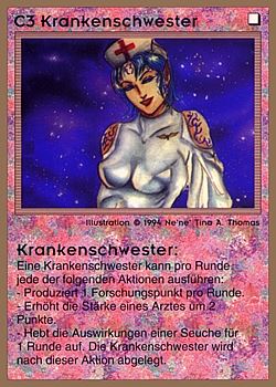 Need: 0    Want: 0    Have: 32 (+159)    Will Trade: 28    In Storage: 25              C3 ‑ Nurse (Krankenschwester)  Set: GGB  Rarity: C2    Artist: Ne'Ne Tina A. Thomas    
