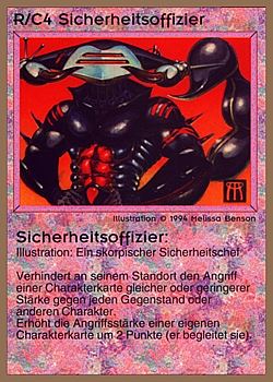 Need: 0    Want: 0    Have: 40 (+232)    Will Trade: 36    In Storage: 25              R/C4 ‑ Security Officer (Sicherheitsoffizier)  Set: GGB  Rarity: C2    Artist: Melissa A. Benson    