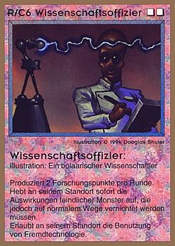 Need: 0    Want: 0    Have: 62 (+145)    Will Trade: 59    In Storage: 25              R/C6 ‑ Science Officer (Wissenschaftsoffizier)  Set: GGB  Rarity: U1    Artist: Douglas Shuler    