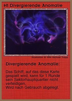 Need: 0    Want: 0    Have: 44 (+315)    Will Trade: 40    In Storage: 25              H1 ‑ Divergent Anomaly (Divergierende Anomalie)  Set: GGB  Rarity: C1    Artist: Michael Trapp    