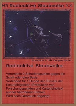 Need: 0    Want: 0    Have: 42 (+199)    Will Trade: 38    In Storage: 25              H3 ‑ Radioactive Dust Cloud (Radioaktive Staubwolke)  Set: GGB  Rarity: C1    Artist: Douglas Shuler    