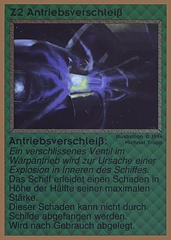 Need: 0    Want: 0    Have: 73 (+141)    Will Trade: 69    In Storage: 25              Z2 ‑ Warp Engine Breach (Antriebsverschleiß)  Set: GGB  Rarity: U1    Artist: Michael Trapp    