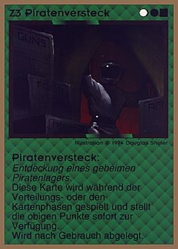 Need: 0    Want: 0    Have: 35 (+280)    Will Trade: 31    In Storage: 25              Z3 ‑ Pirate's Cache (Piratenversteck)  Set: GGB  Rarity: C1    Artist: Douglas Shuler    