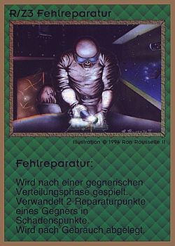 Need: 0    Want: 0    Have: 41 (+122)    Will Trade: 37    In Storage: 25              R/Z3 ‑ Repair Malfunction (Fehlreparatur)  Set: GGB  Rarity: C2    Artist: Ron Rousselle II    