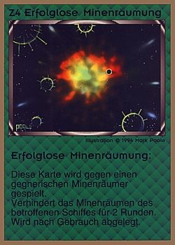 Need: 0    Want: 0    Have: 42 (+285)    Will Trade: 38    In Storage: 25              Z4 ‑ Unsuccessful Minesweeping (Erfolglose Minenräumung)  Set: GGB  Rarity: C1    Artist: Mark Poole    