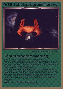 Need: 0    Want: 0    Have: 75 (+114)    Will Trade: 71    In Storage: 25              R/Z5 ‑ Defensive Override (Schutzprogrammierung)  Set: GGB  Rarity: U1    Artist: Gary A. Kalin    