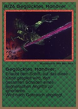 Need: 0    Want: 0    Have: 24 (+51)    Will Trade: 21    In Storage: 19              R/Z6 ‑ Lucky Maneuver (Geglücktes Manöver)  Set: GGB  Rarity: R1    Artist: Ben Peck    