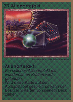 Need: 0    Want: 0    Have: 22 (+135)    Will Trade: 19    In Storage: 17              Z7 ‑ Alien Artifact (Alienartefakt)  Set: GGB  Rarity: R1    Artist: Christina Wald    