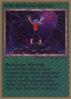 Need: 0    Want: 0    Have: 19 (+45)    Will Trade: 17    In Storage: 14              R/Z8 ‑ Demigod Diversion (Göttlicher Einhalt)  Set: GGB  Rarity: R1    Artist: Mark Poole    