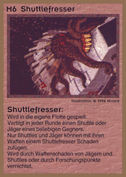Need: 0    Want: 0    Have: 14 (+9)    Will Trade: 11    In Storage: 5              M6 ‑ Shuttle Eater (Shuttlefresser)  Set: GGB  Rarity: R1    Artist: Nivard    