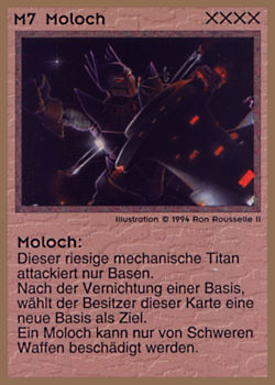 Need: 0    Want: 0    Have: 14 (+32)    Will Trade: 11    In Storage: 9              M7 ‑ Juggernaut (Moloch)  Set: GGB  Rarity: R1    Artist: Ron Rousselle II    
