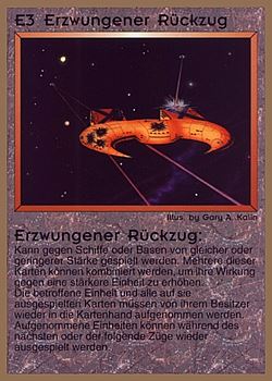 Need: 0    Want: 0    Have: 45    Will Trade: 37    In Storage: 25              E3 ‑ Forced Retreat (Erzwungener Rückzug)  Set: GGB  Rarity: C1    Artist: Gary A. Kalin    