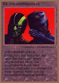 Need: 0    Want: 0    Have: 74 (+284)    Will Trade: 70    In Storage: 25              E4 ‑ Information Leak (Informationsleck)  Set: GGB  Rarity: U1    Artist: Ron Rousselle II    