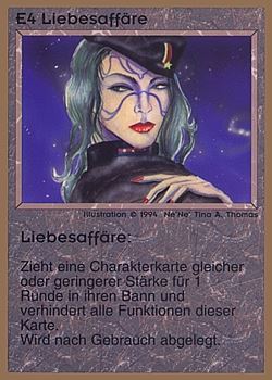Need: 0    Want: 0    Have: 74 (+63)    Will Trade: 70    In Storage: 25              E4 ‑ Love Interest (Liebesaffäre)  Set: GGB  Rarity: U1    Artist: Ne'Ne Tina A. Thomas    