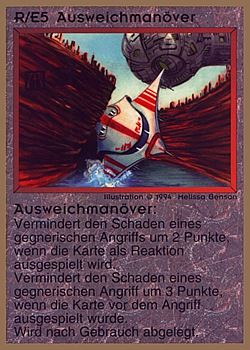 Need: 0    Want: 0    Have: 77 (+119)    Will Trade: 73    In Storage: 25              R/E5 ‑ Evasive Maneuvers (Ausweichmanöver)  Set: GGB  Rarity: U1    Artist: Melissa A. Benson    