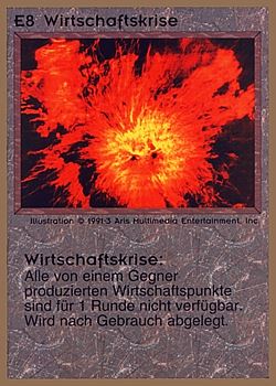 Need: 0    Want: 0    Have: 22 (+32)    Will Trade: 20    In Storage: 17              E8 ‑ Economic Crisis (Wirtschaftskrise)  Set: GGB  Rarity: R1    Artist: Aris Multimedia Inc.    