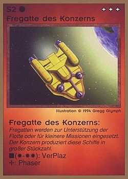 Need: 0    Want: 0    Have: 38 (+174)    Will Trade: 34    In Storage: 25              S2 ‑ Corporate Frigate (Fregatte des Konzerns)  Set: GGB  Rarity: C2    Artist: Gregg Glymph    